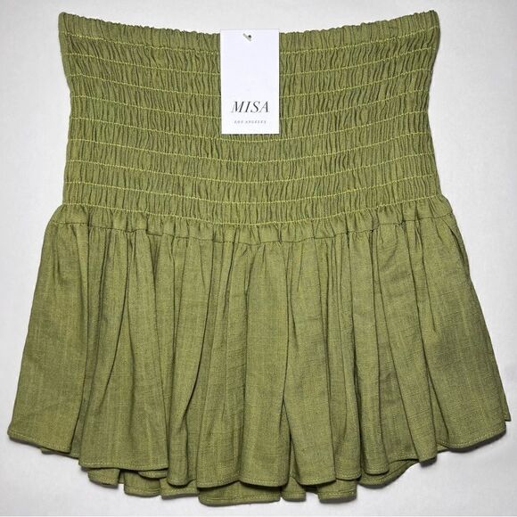 MISA Azar Ruffle Miniskirt in Olive - Picture 3 of 8